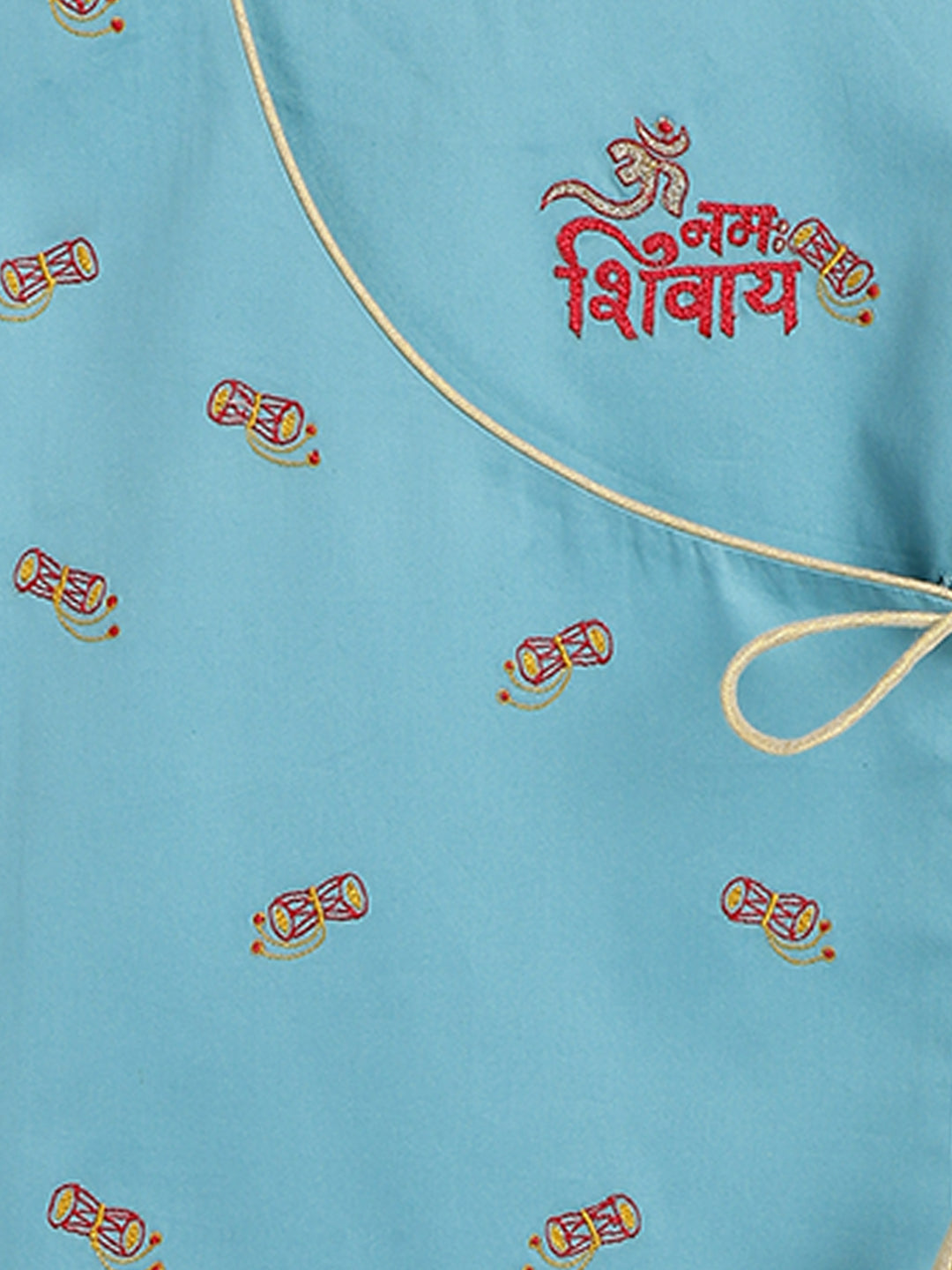 Tiber Taber Baby Boys  Embroidered Kurta and Dhoti Set, Blue & Off White