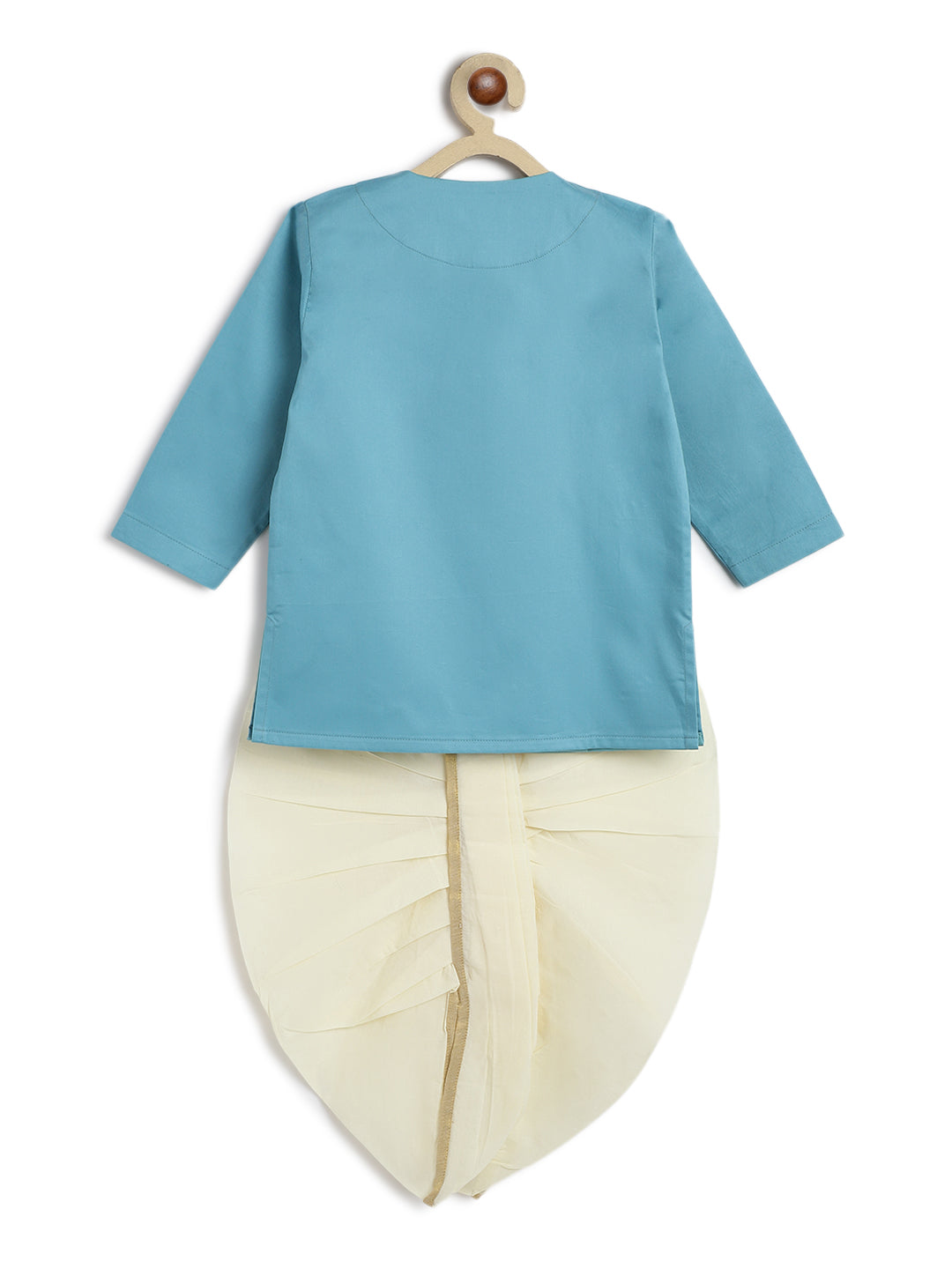 Tiber Taber Baby Boys  Embroidered Kurta and Dhoti Set, Blue & Off White