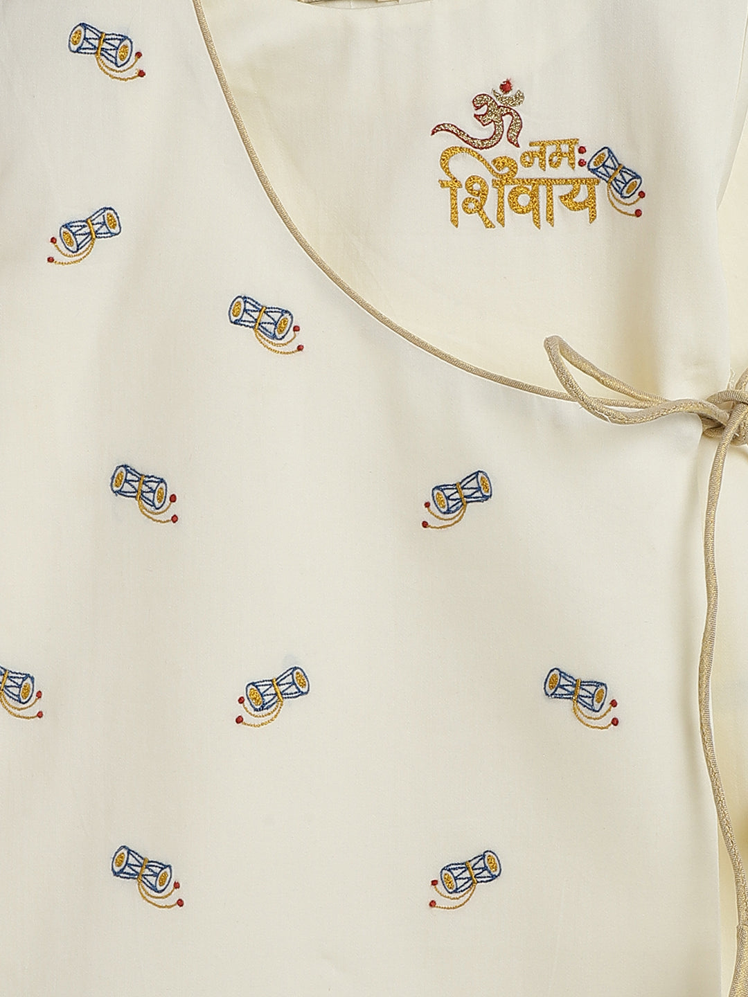 Tiber Taber Baby Boys Shiv Embroidered Kurta and Dhoti Set, Cream & Gold