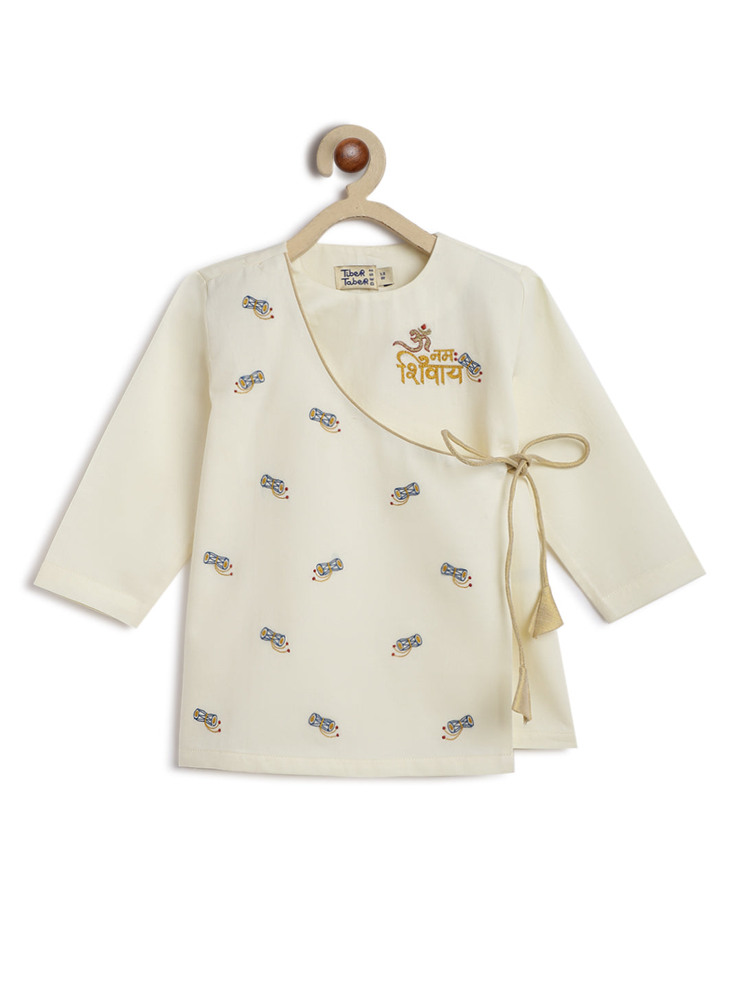 Tiber Taber Baby Boys Shiv Embroidered Kurta and Dhoti Set, Cream & Gold