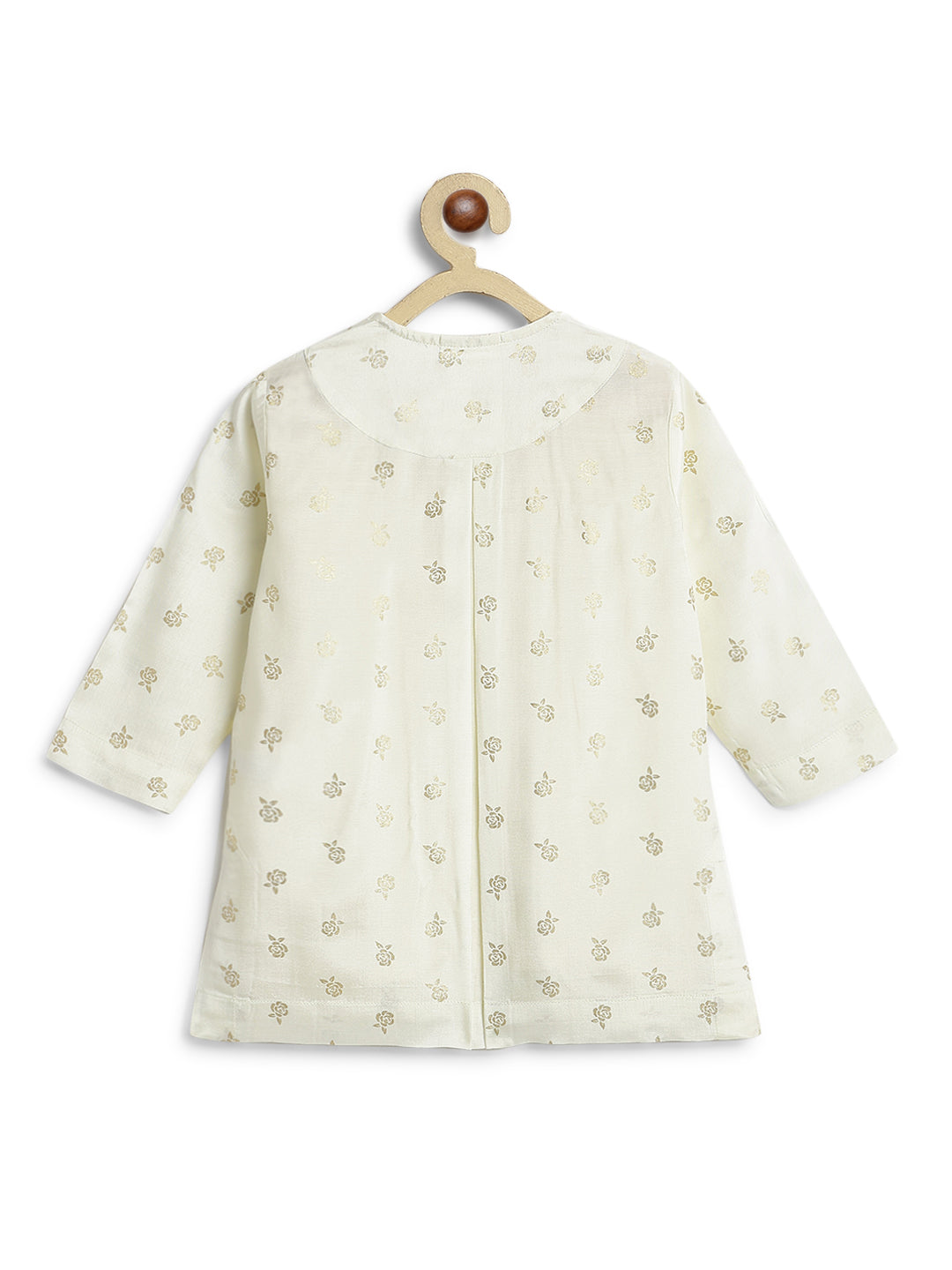 Tiber Taber Baby Boys Floral Foil Print Kurta and Pants Set, Cream & Off White