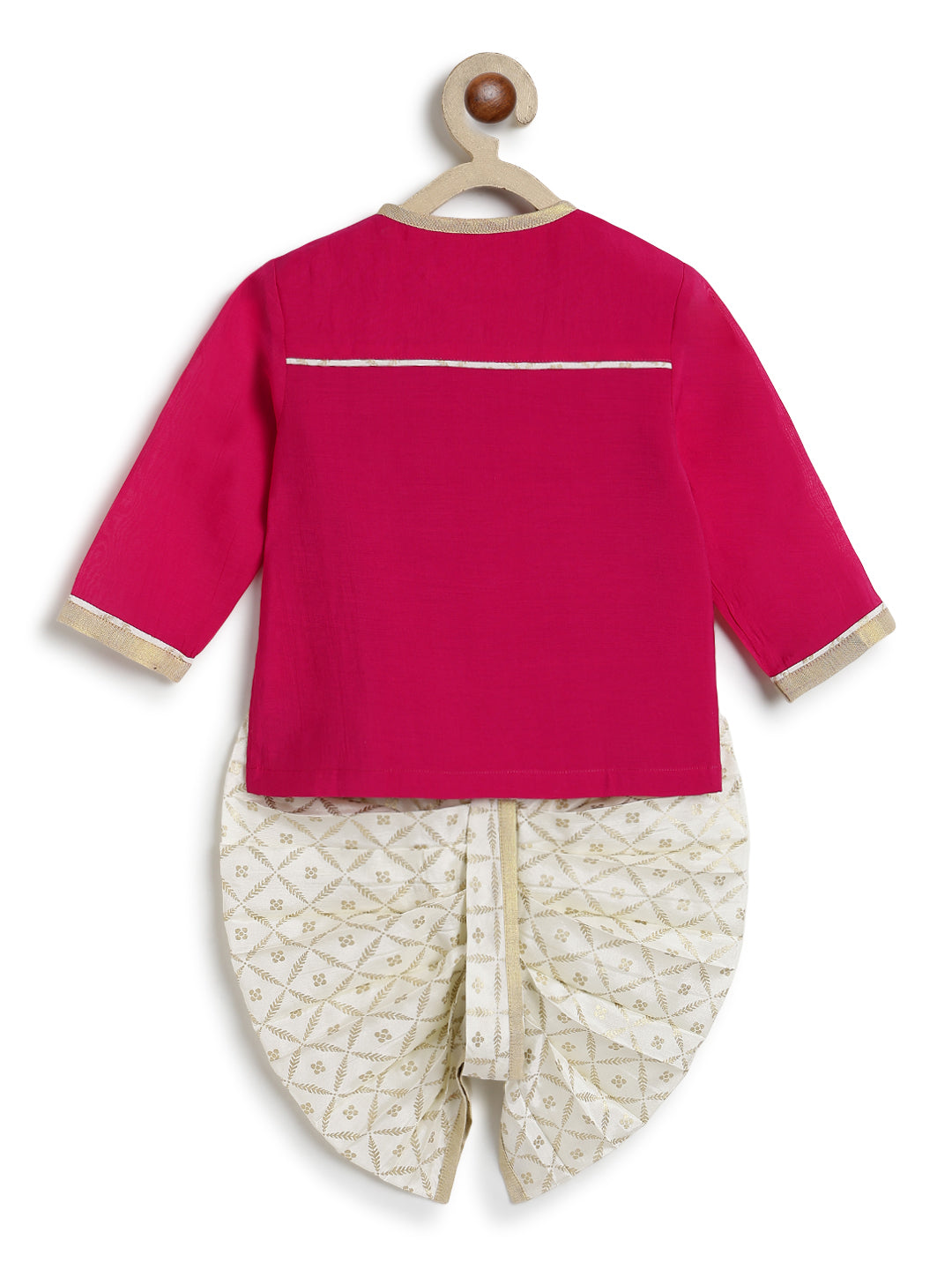 Tiber Taber Baby Boys Pink and Cream Cotton Blend Duck Embroidered Kurta and Dhoti Pant Set Regular Fit Festive Wear