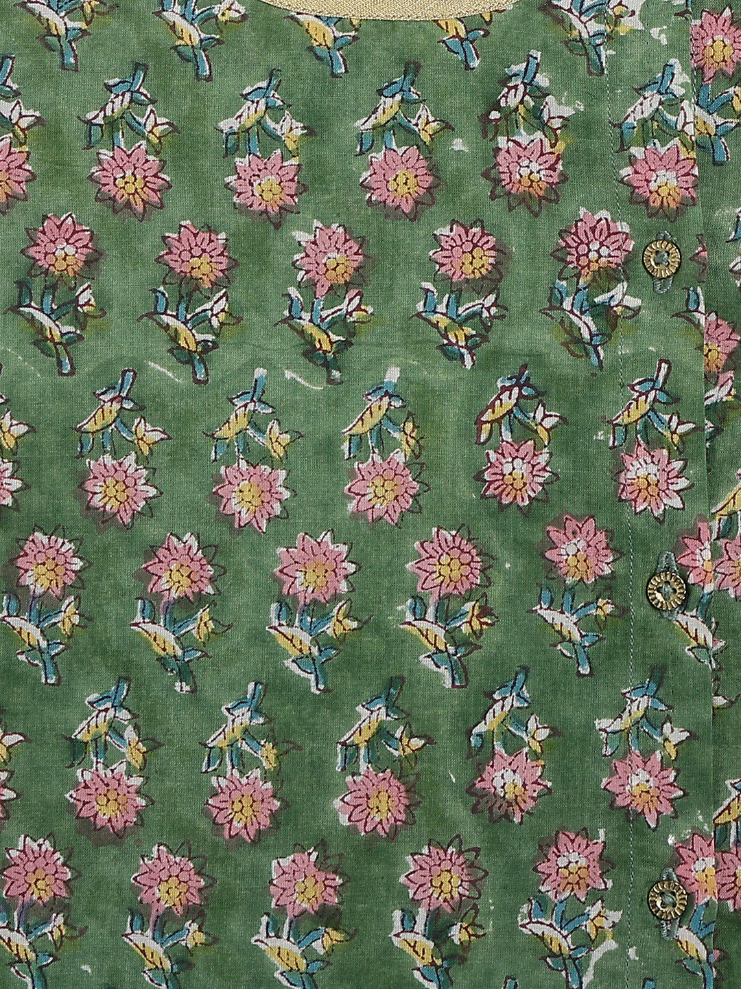 Tiber Taber Baby Boys Green and Pink Cotton Floral Printed Kurta and Dhoti Pant Set Regular Fit Festive Wear