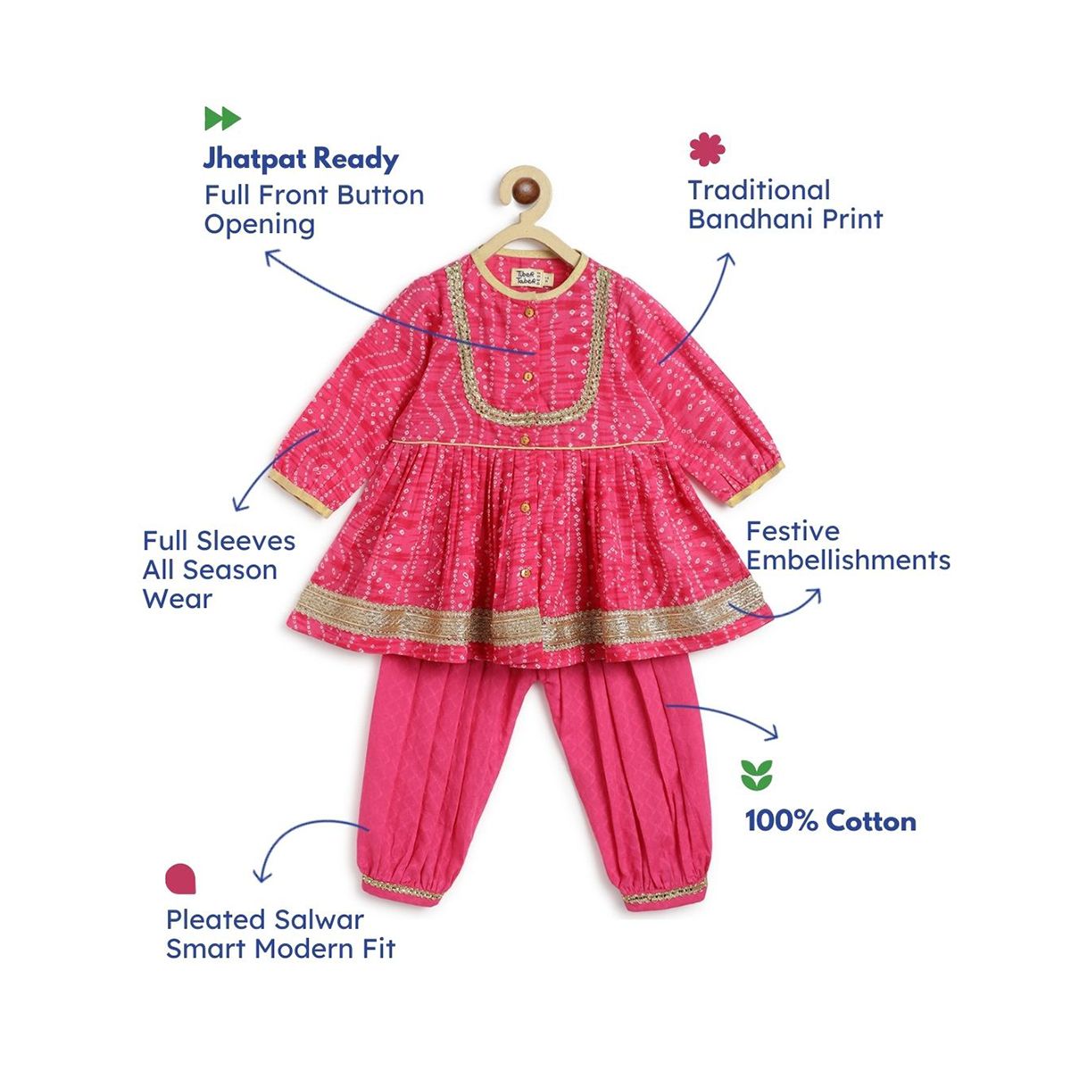 Tiber Taber Baby Bandhani Twirl - Pink
