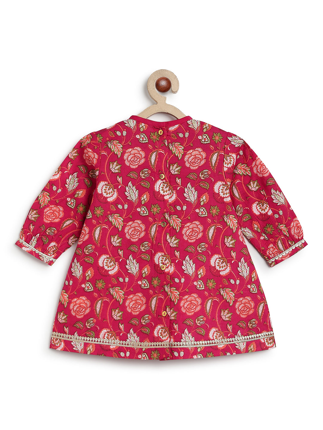Tiber Taber Baby Girls Pink Cotton Floral Printed Kurta and Dhoti Pant Set Regular Fit Festive Wear