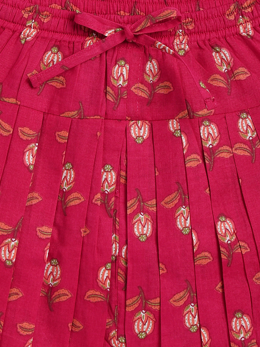 Tiber Taber Baby Girls Pink Cotton Floral Printed Kurta and Dhoti Pant Set Regular Fit Festive Wear