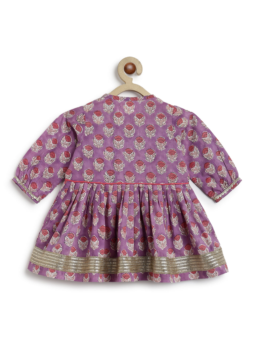 Tiber Taber Baby Girls Purple and Pink Cotton Floral Printed Kurta and Harem Pant Set Regular Fit Festive Wear