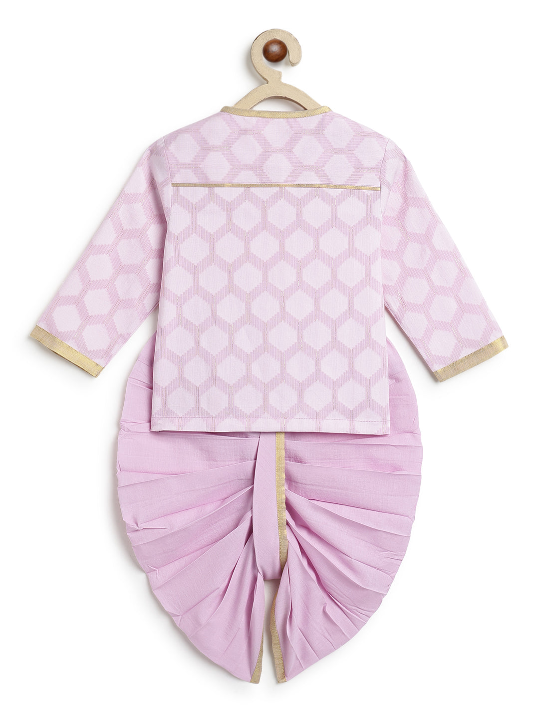 Tiber Taber Baby Boys Pink Cotton Blend Geometric Printed Kurta and Dhoti Pant Set Regular Fit Festive Wear
