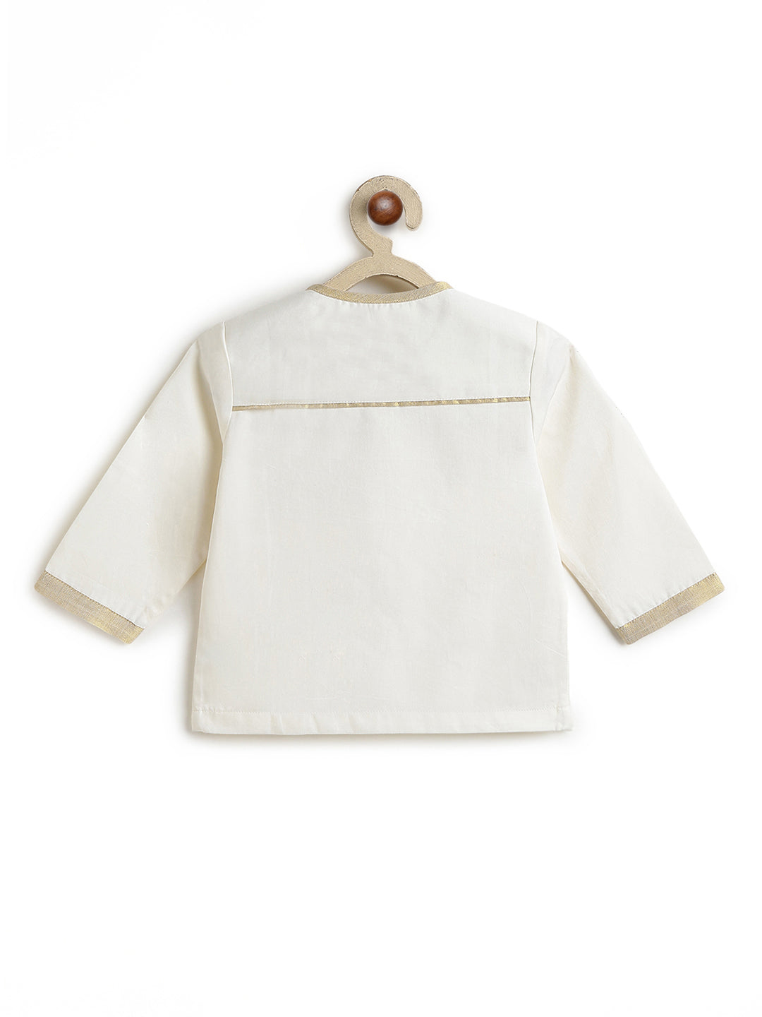 Tiber Taber Baby Boys Cream and Marigold Yellow Cotton Embroidered Kurta Dhoti Set Regular Fit Festive Wear