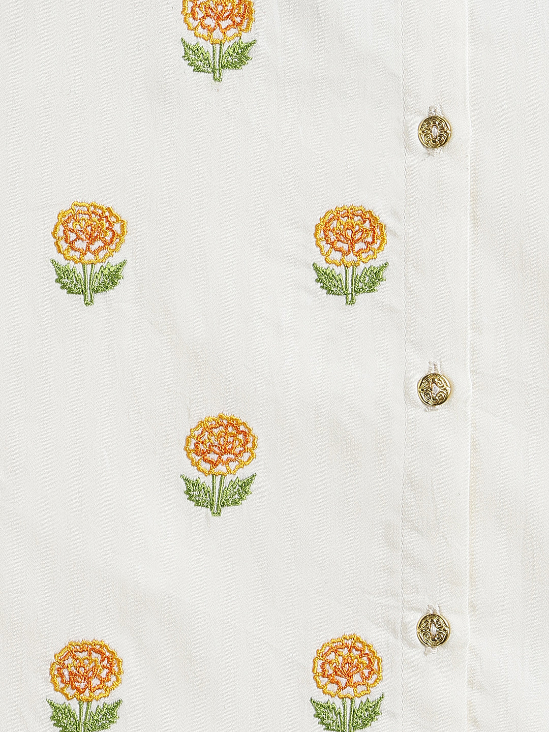 Tiber Taber Baby Boys Cream and Marigold Yellow Cotton Embroidered Kurta Dhoti Set Regular Fit Festive Wear
