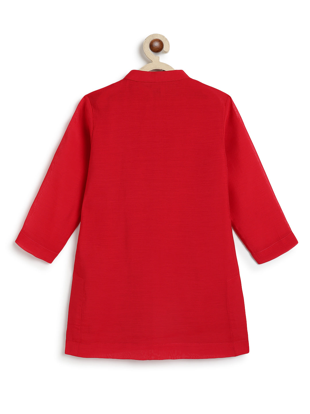 Tiber Taber Baby Boys Red Cotton Kurta Pyjama Set with Gold Lurex Detail Regular Fit Festive Wear