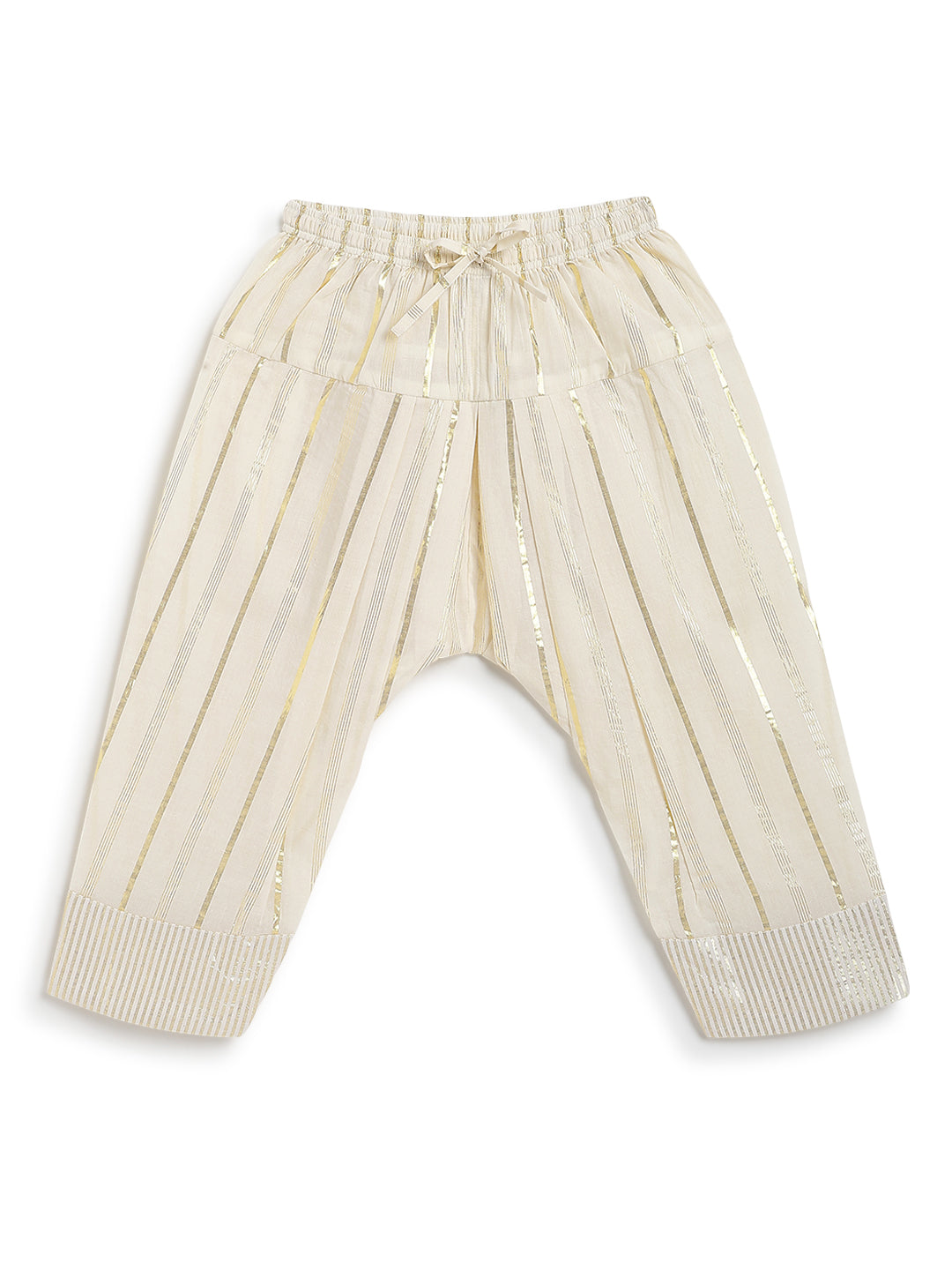 Tiber Taber Girls Red and Cream Cotton Blend Suit Set with Gold Lurex Detail Regular Fit Festive Wear