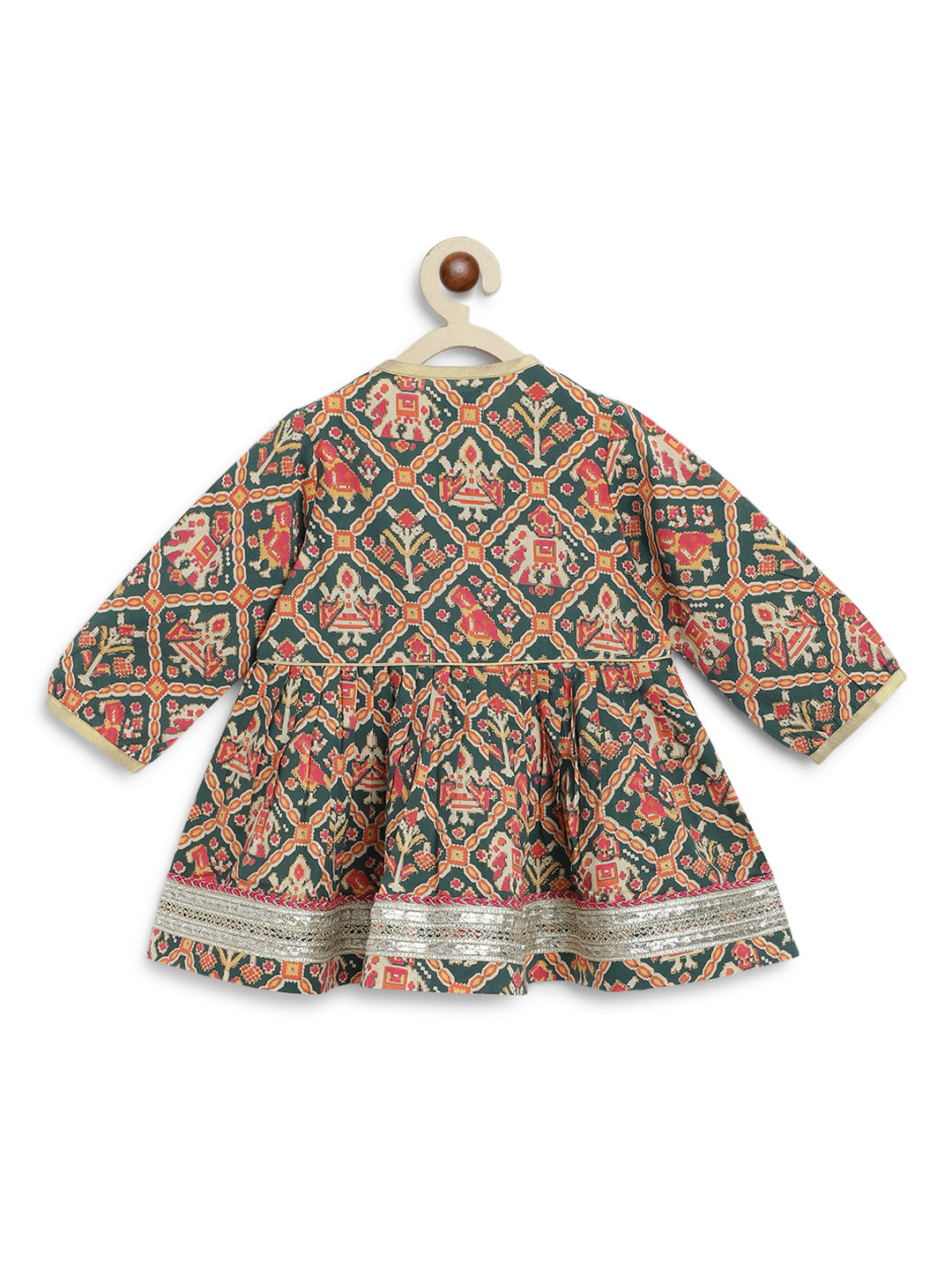 Tiber Taber Baby Boys Red Cotton Kurta Pyjama Set with Gold Lurex Detail Regular Fit Festive Wear