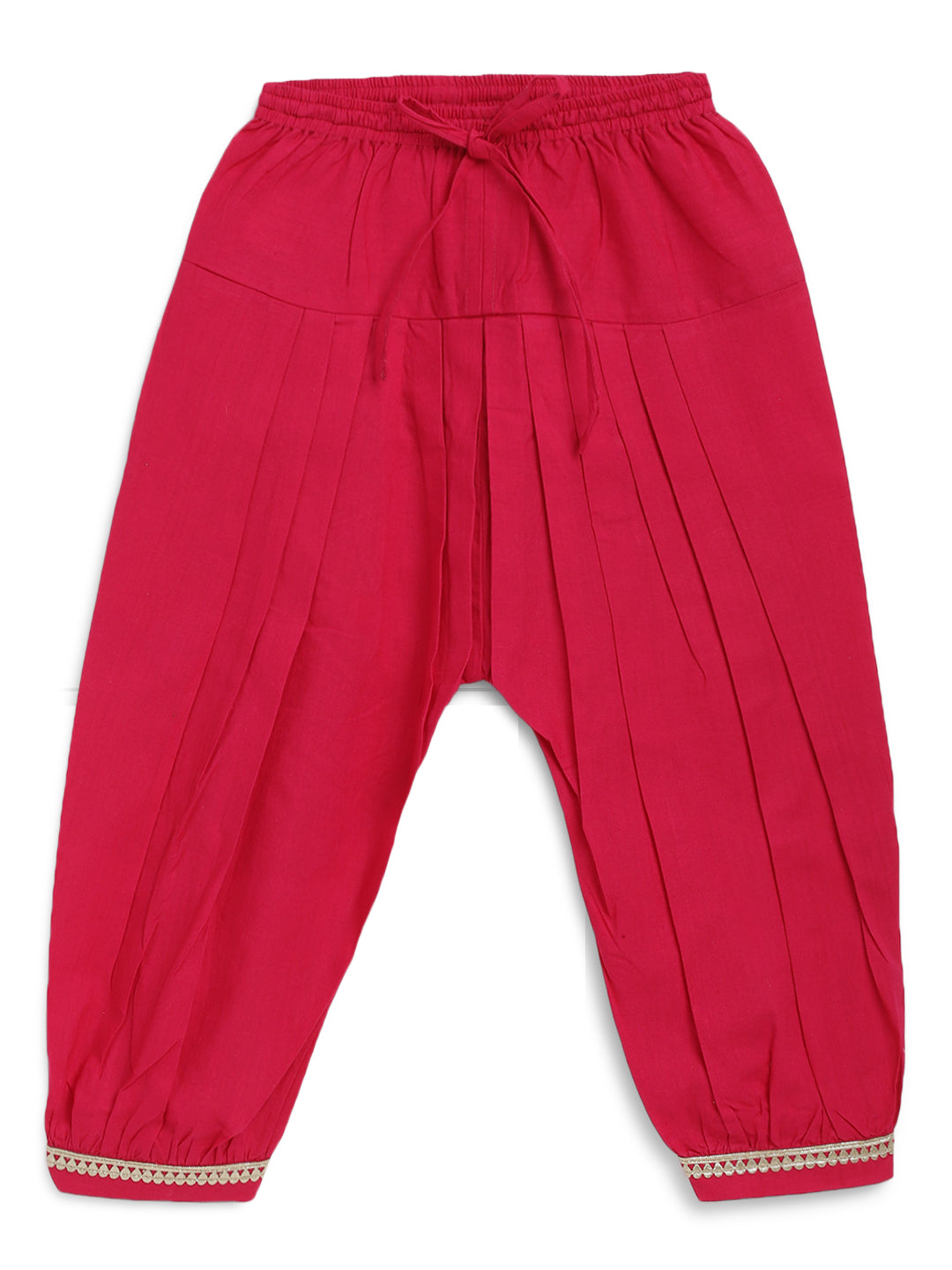 Tiber Taber Baby Boys Red Cotton Kurta Pyjama Set with Gold Lurex Detail Regular Fit Festive Wear