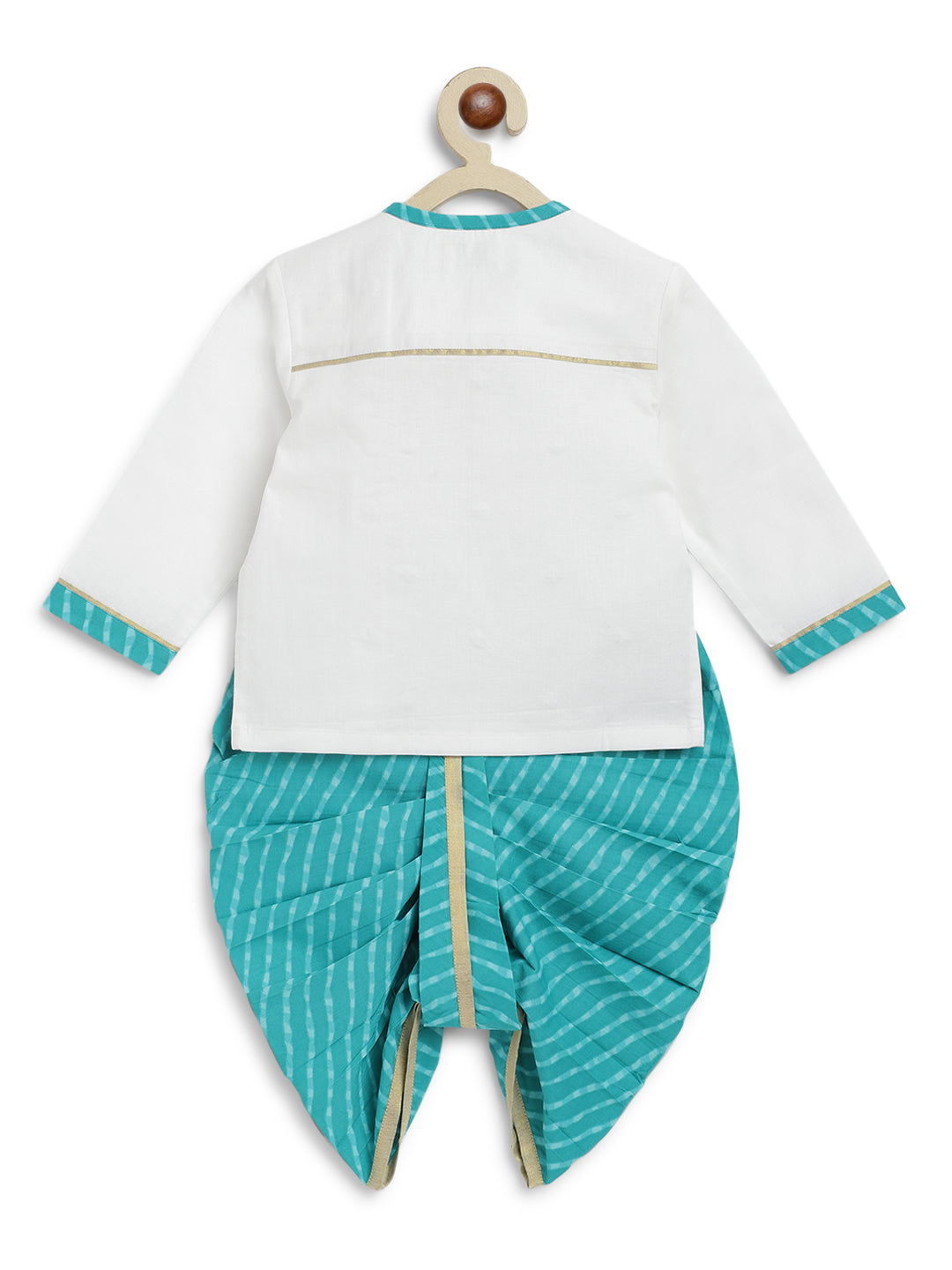 Tiber Taber Baby Boys Printed Kurta and Pyjama Set, Light Blue and White