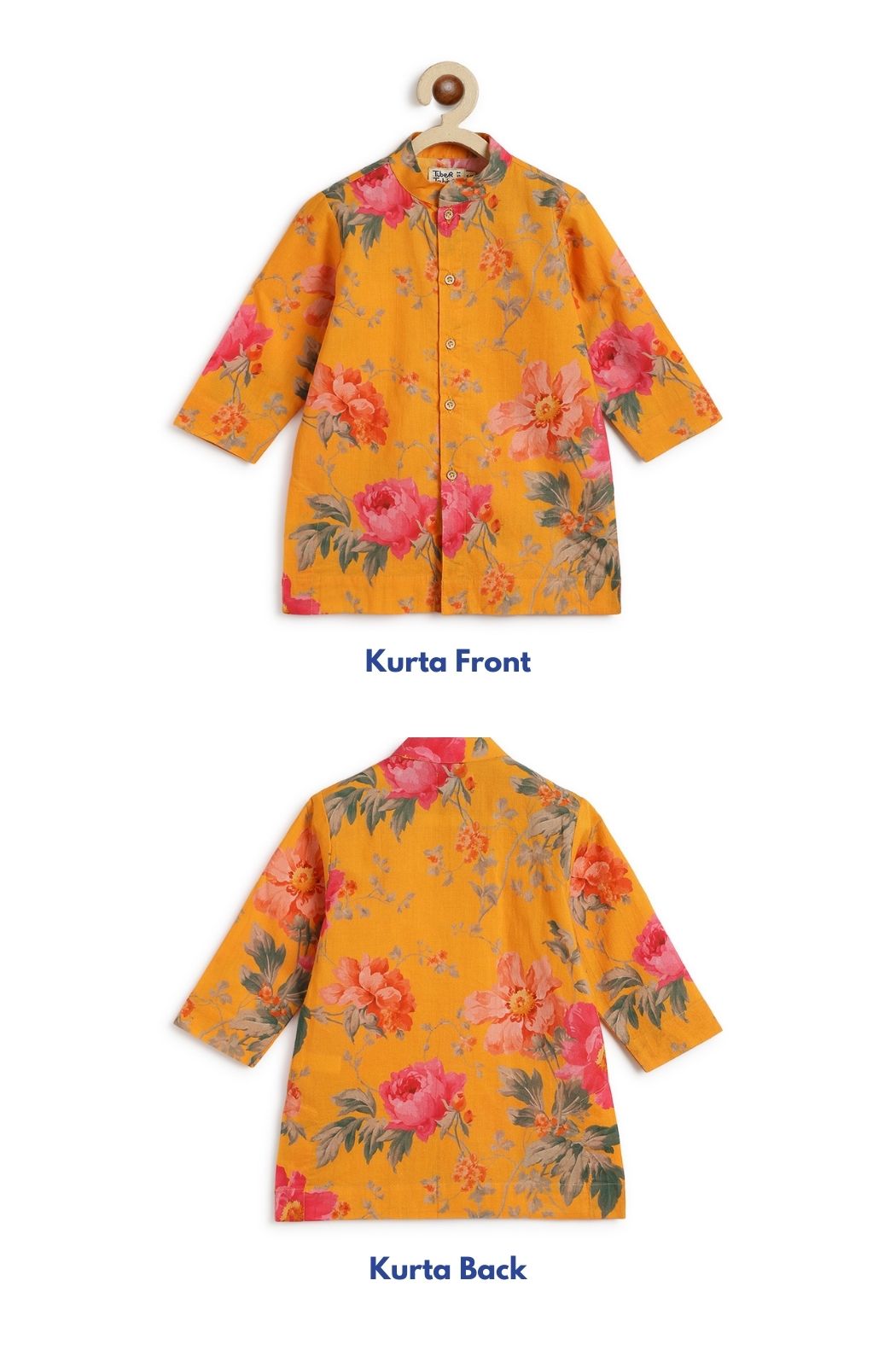 Tiber Taber Baby Boys Printed Kurta and Pyjama Set, Mustard Yellow