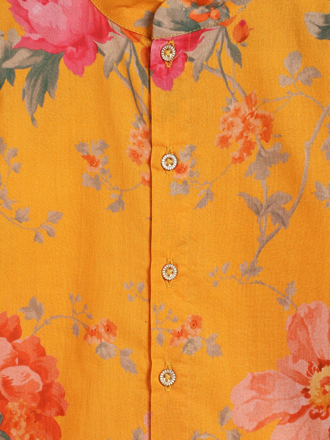 Tiber Taber Baby Boys Printed Kurta and Pyjama Set, Mustard Yellow