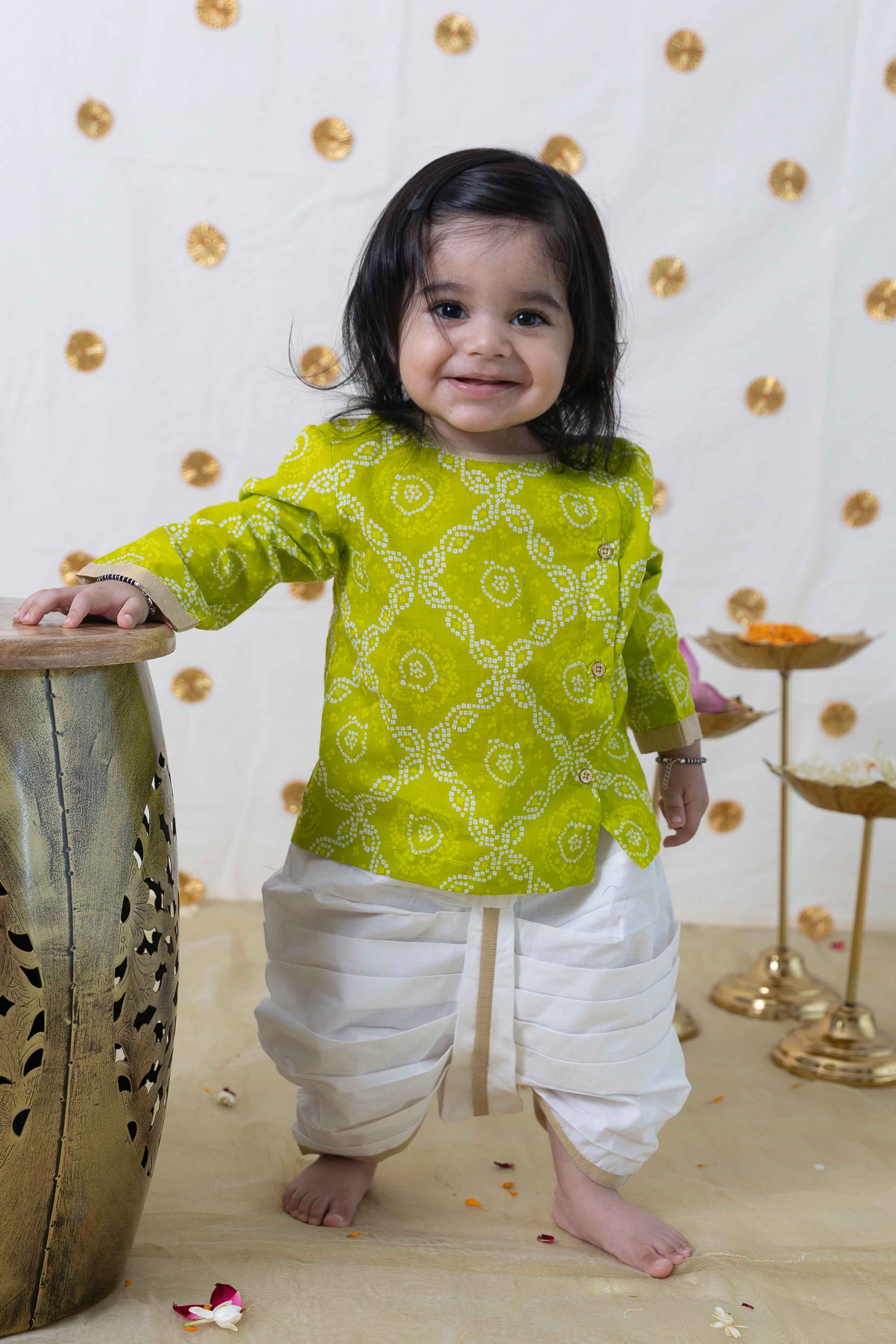 Tiber Taber Baby Boys Printed Kurta and Pyjama Set, Green