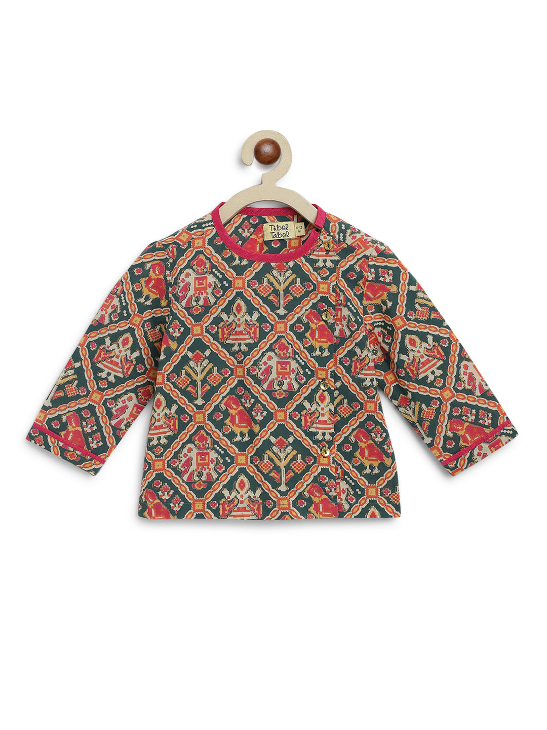 Tiber Taber Baby Boys Printed Kurta and Pyjama Set, Green