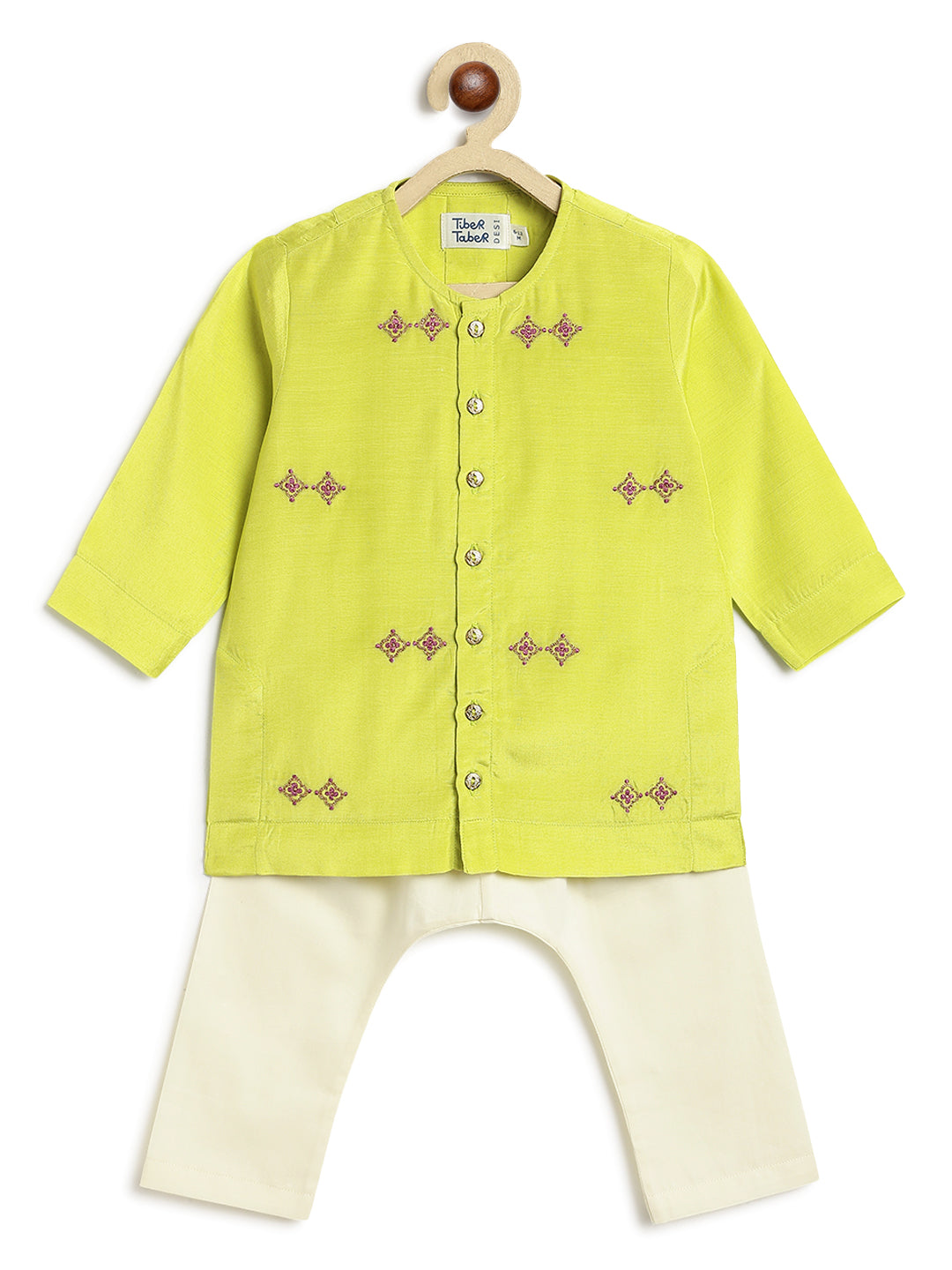 Tiber Taber Baby Boys Printed Kurta and Pyjama Set, Green