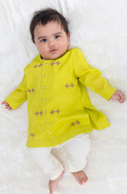 Tiber Taber Baby Boys Printed Kurta and Pyjama Set, Green