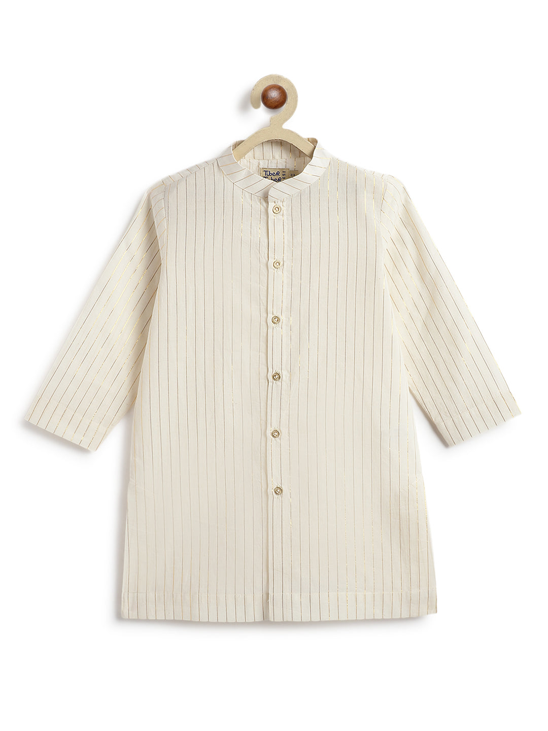 Tiber Taber Baby Boys Printed Kurta and Pyjama Set, Orange and off White