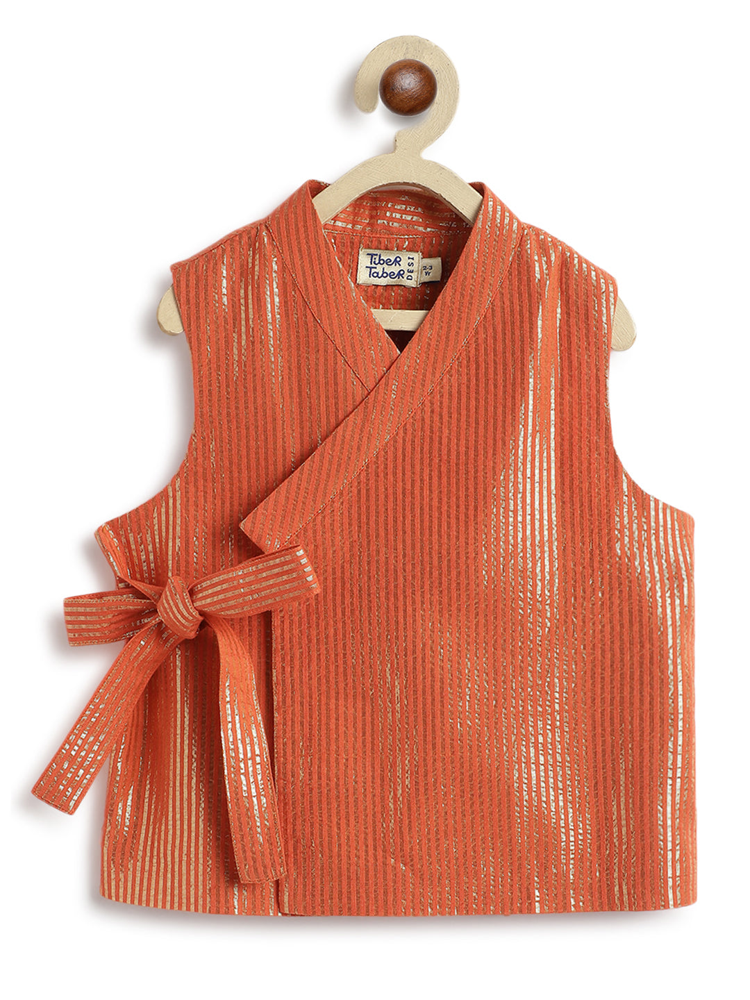 Tiber Taber Baby Boys Printed Kurta and Pyjama Set, Orange and off White
