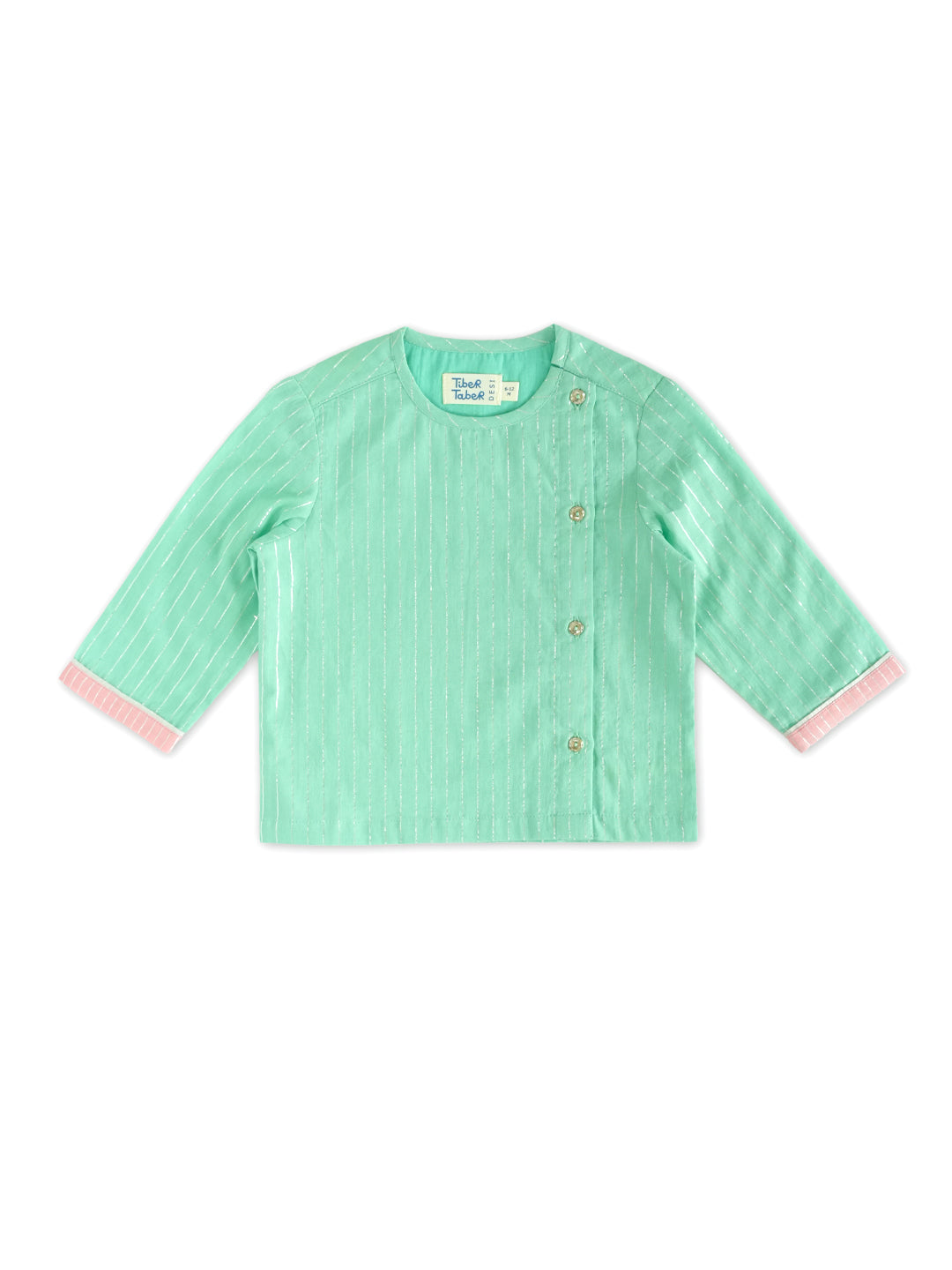 Tiber Taber Baby Boys Printed Kurta and  Dhoti Set, Green and Pink