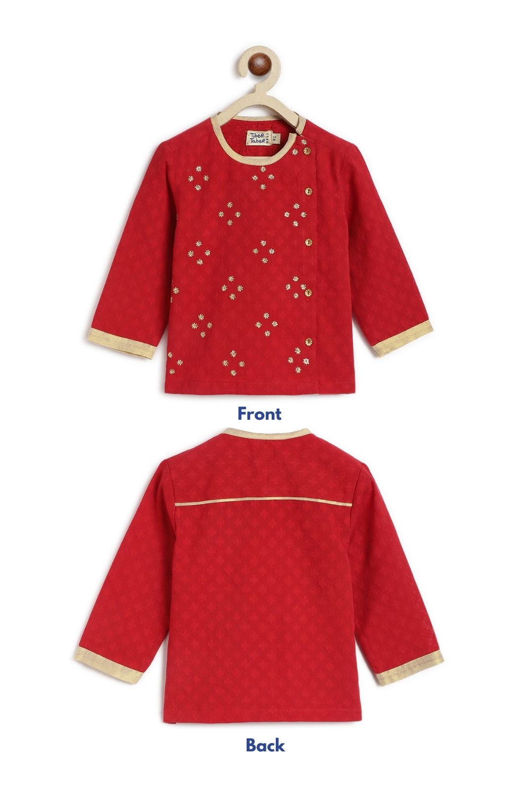 Tiber Taber Baby Boys Printed Kurta and Pyjama Set, Red