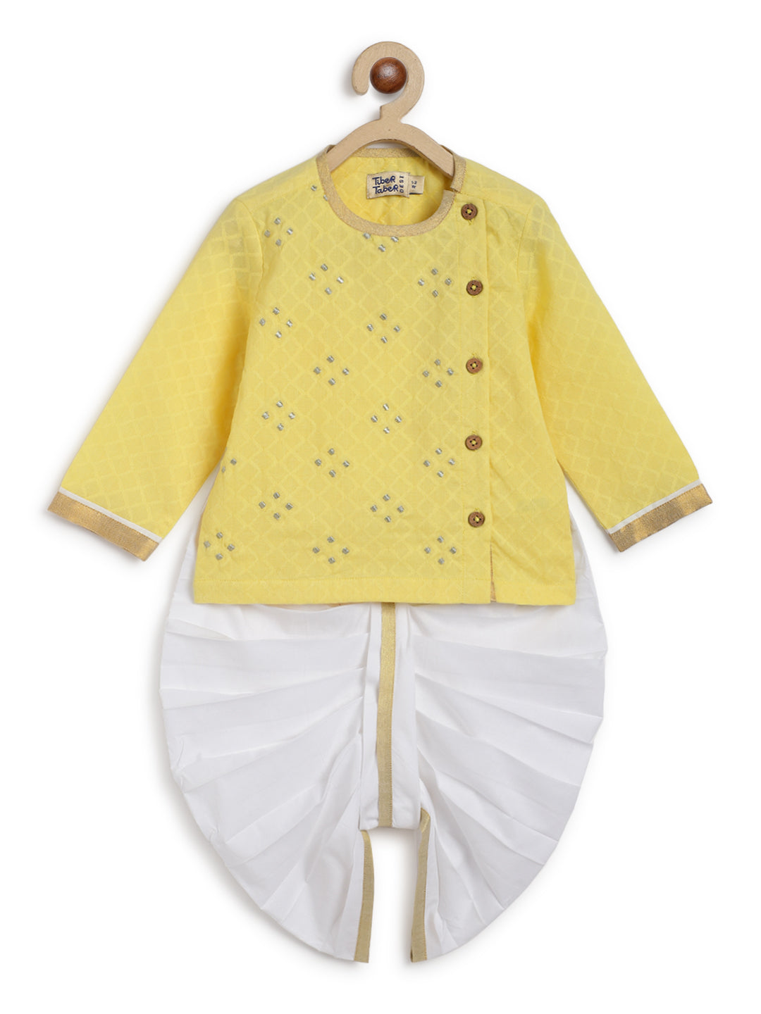 Tiber Taber Baby Boys Printed Kurta and Pyjama Set, Yellow