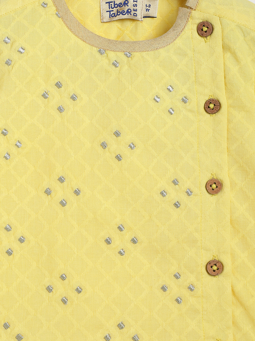 Tiber Taber Baby Boys Printed Kurta and Pyjama Set, Yellow
