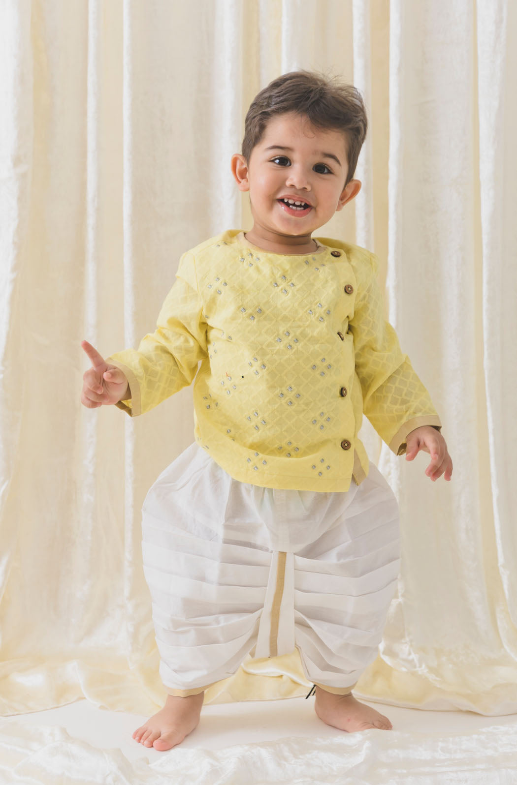Tiber Taber Baby Boys Printed Kurta and Pyjama Set, Yellow
