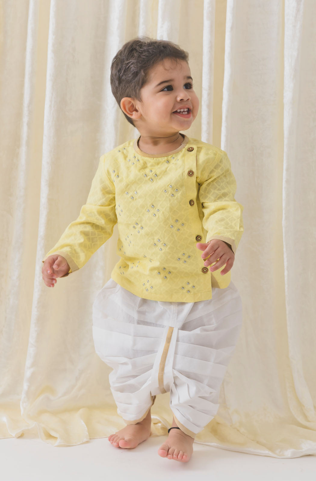 Tiber Taber Baby Boys Printed Kurta and Pyjama Set, Yellow