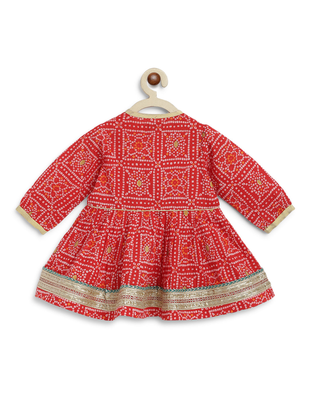 Tiber Taber Baby Girls Printed Angrakha Kurta and Salwar Set, Red