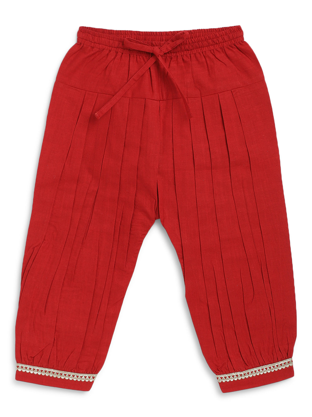 Tiber Taber Baby Girls Printed Angrakha Kurta and Salwar Set, Red