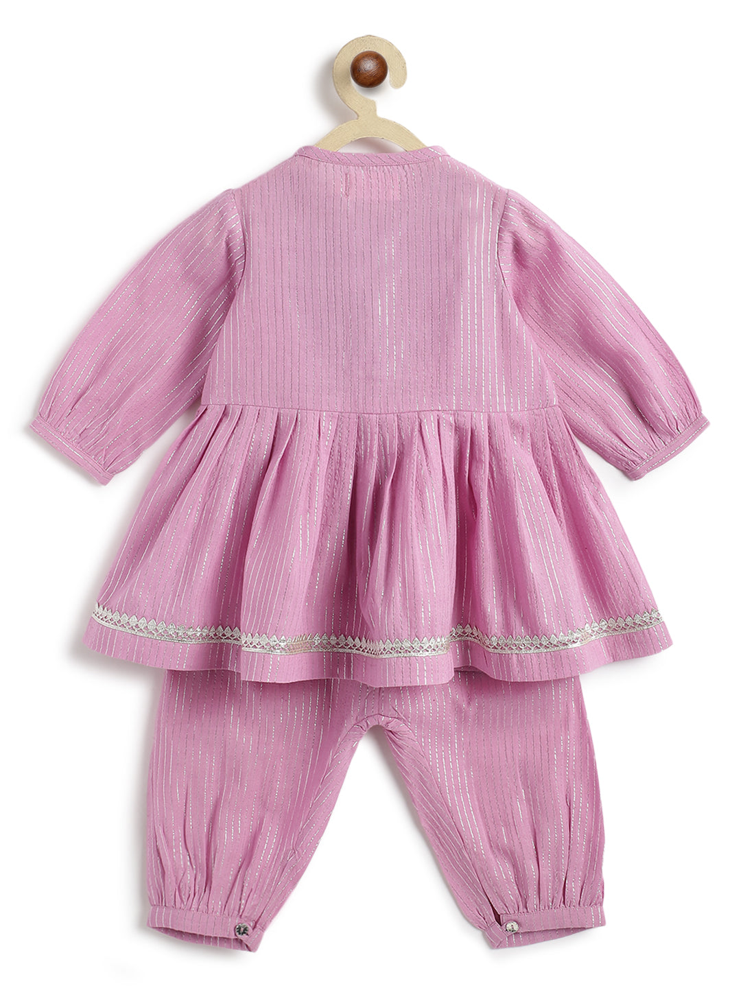 Tiber Taber Baby Girls Printed Angrakha Kurta and Salwar Set, Purple
