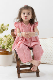 Tiber Taber Baby Girls Printed Angrakha Kurta and Salwar Set, Pink