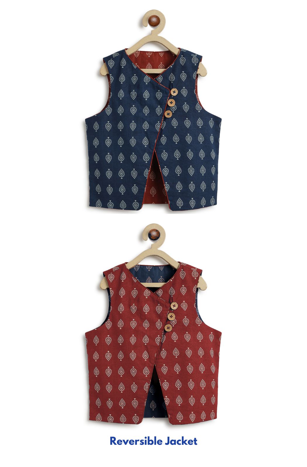 Tiber Taber Boys Buta Print Kurta, Waistcoat and Pyjama Set, Beige and Navy Blue