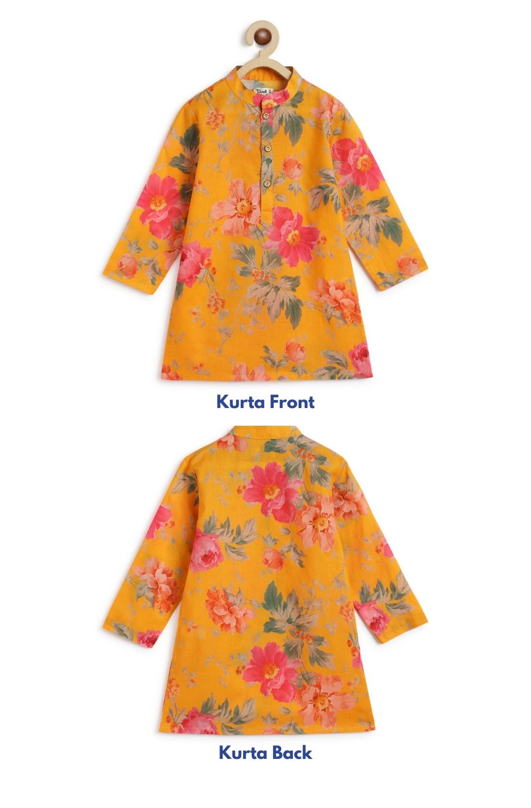 Tiber Taber Boys Printed Kurta and Pyjama Set, Mustard Yellow