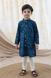 Tiber Taber Boys Printed Kurta and Pyjama Set, Blue