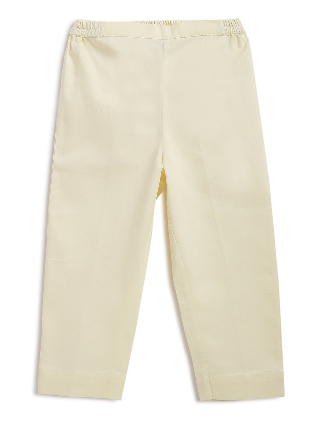Tiber Taber Boys Printed Kurta and Pyjama Set, Ivory and Green.