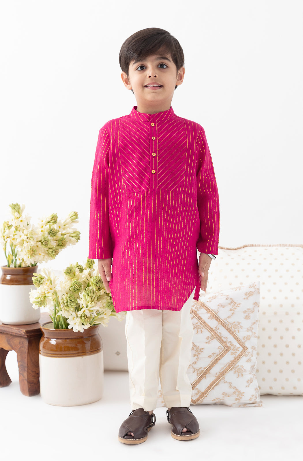 Tiber Taber Boys Printed Kurta and Pyjama Set, Red