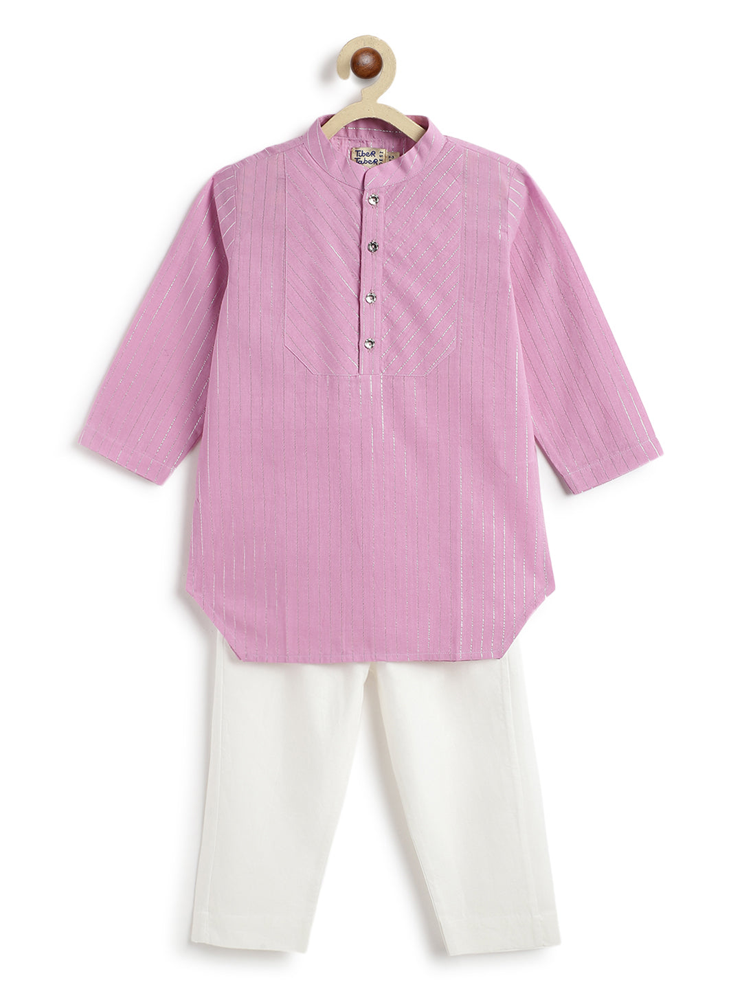 Tiber Taber Boys Printed Kurta and Pyjama Set, Purple