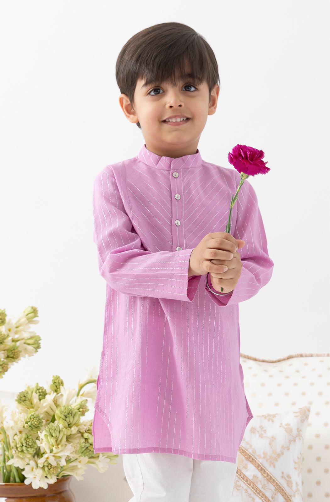 Tiber Taber Boys Printed Kurta and Pyjama Set, Purple
