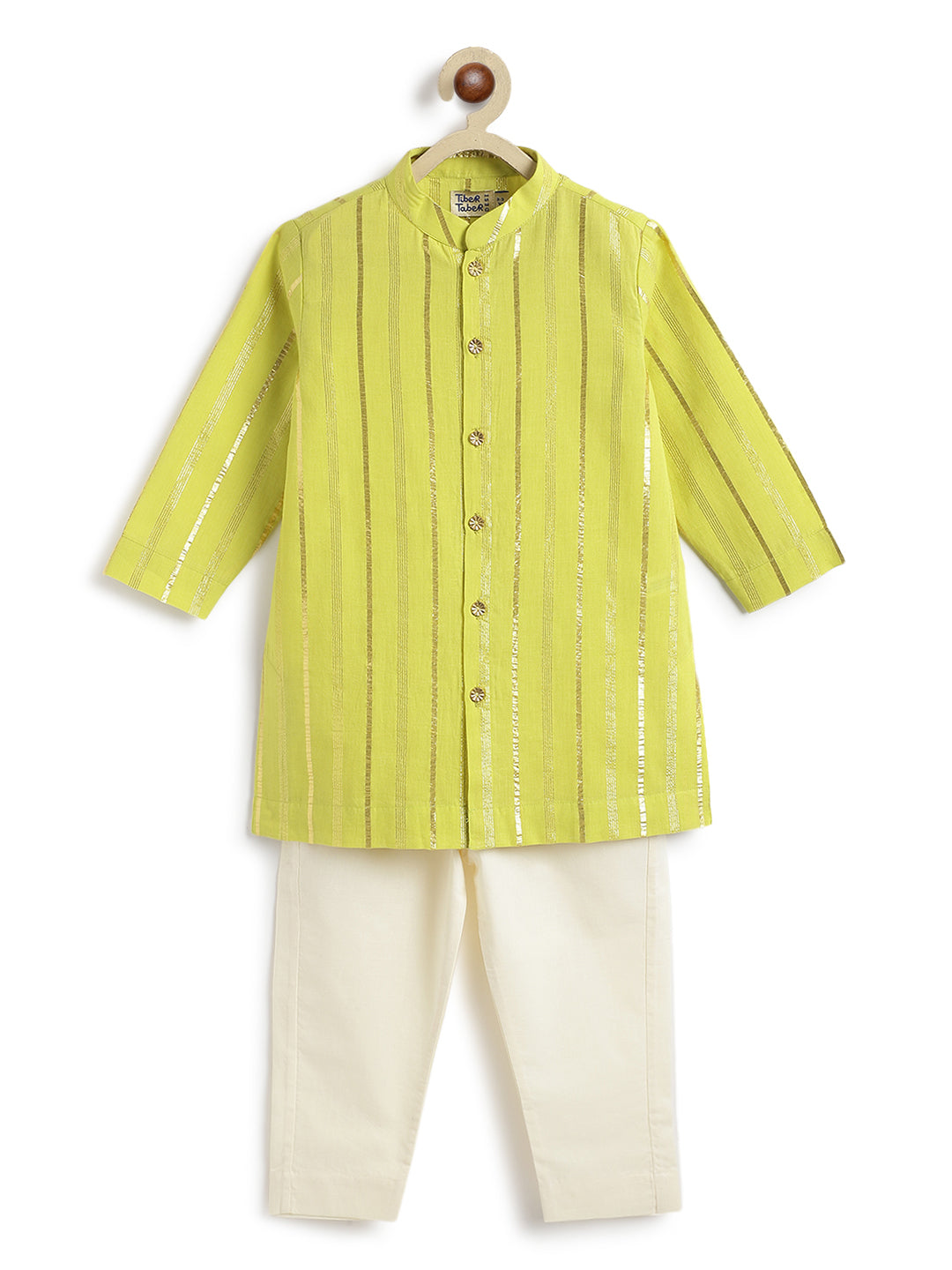Tiber Taber Baby Boys Printed Kurta and Pyjama Set, Yellow