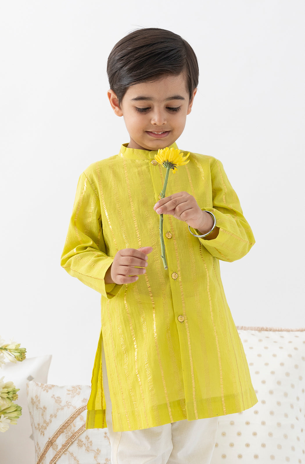 Tiber Taber Baby Boys Printed Kurta and Pyjama Set, Yellow