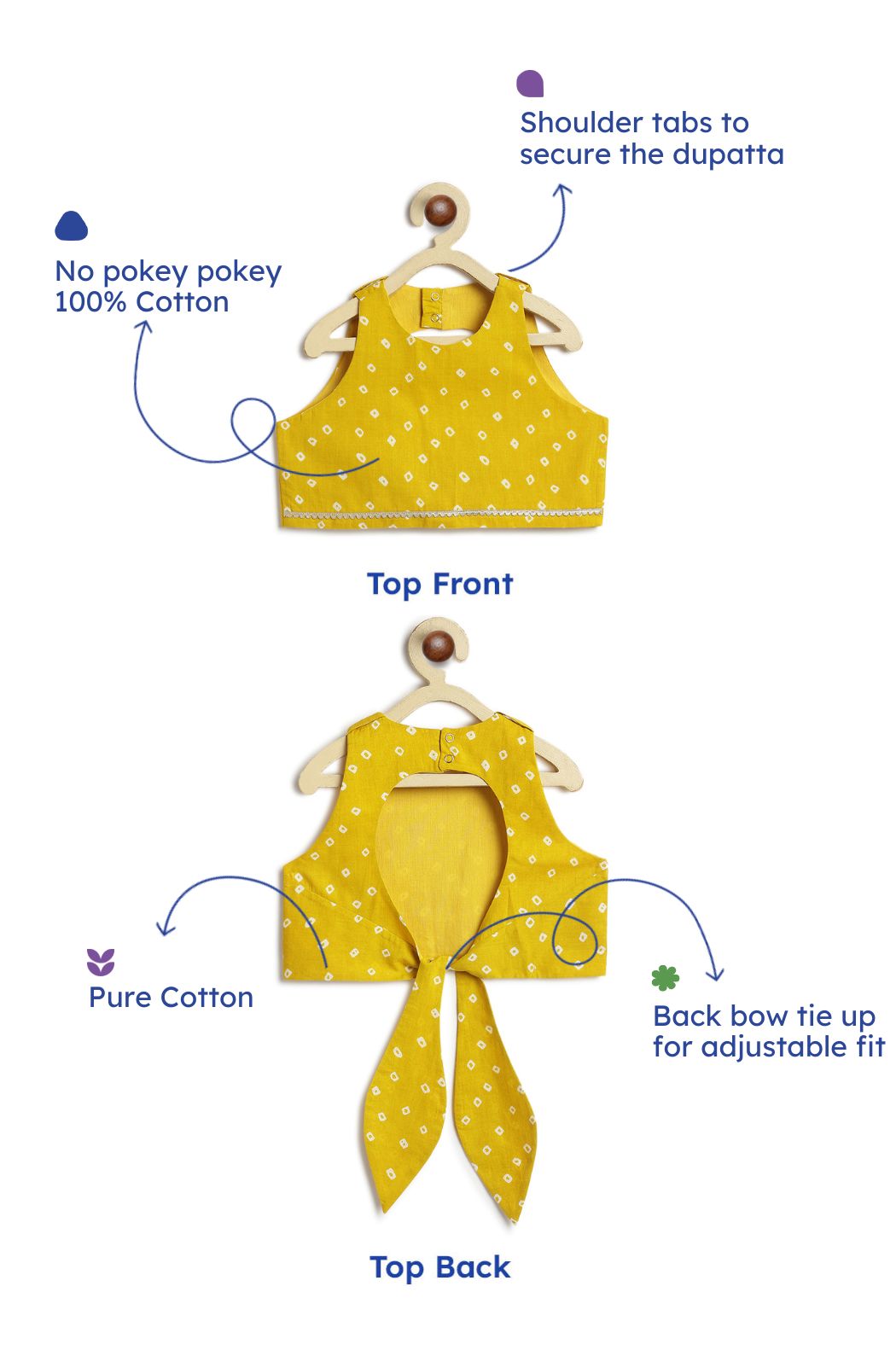 Tiber Taber Girls Bandhani Print Choli, Lehenga and Dupatta Set, Yellow and Red