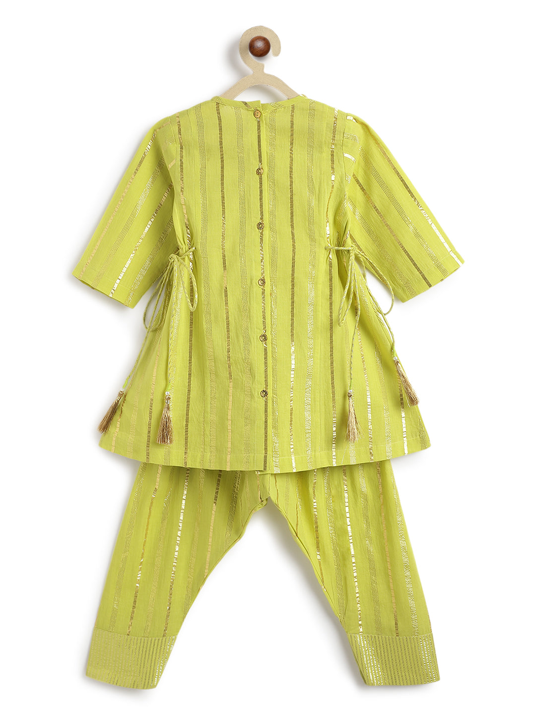 Tiber Taber Girls Printed Angrakha Kurta and Salwar Set, Yellow