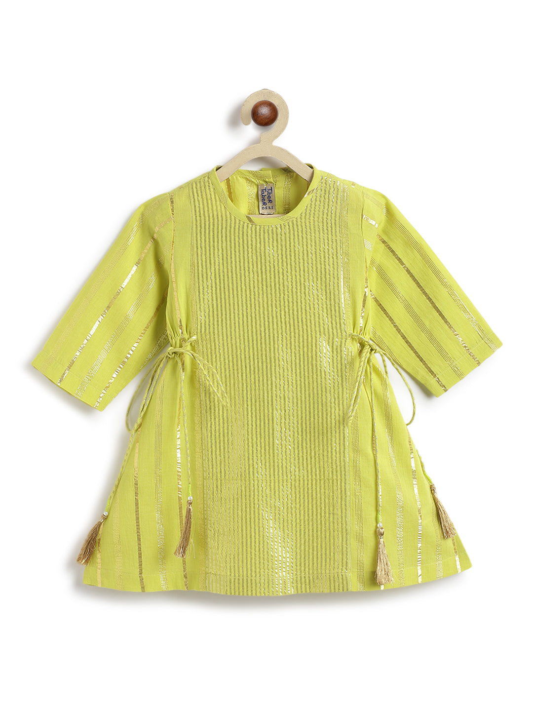 Tiber Taber Girls Printed Angrakha Kurta and Salwar Set, Yellow