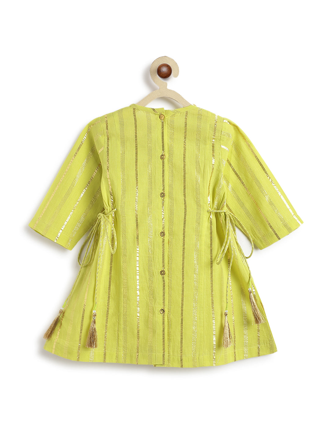 Tiber Taber Girls Printed Angrakha Kurta and Salwar Set, Yellow